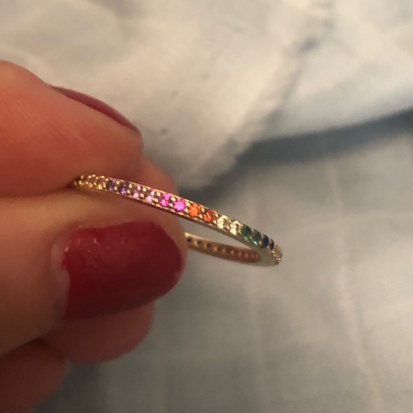 Bauble bar rainbow CZ eternity band stacking ring - Picture 3 of 8